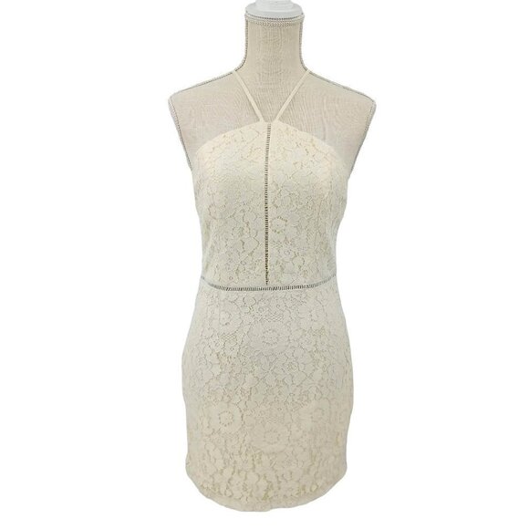 Superdown Shea Lace Dress Ivory Women's M Bodycon Mini Halter Party Cocktail - Picture 2 of 11